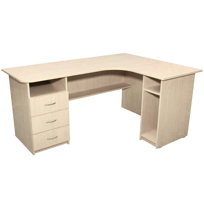 Комп'ютерний кутовий стіл, під системний блок, з 3-ма полицями та шухлядами, матеріал корпусу - ЛДСП, АЛМАНТ, 1650х1216х750 мм.